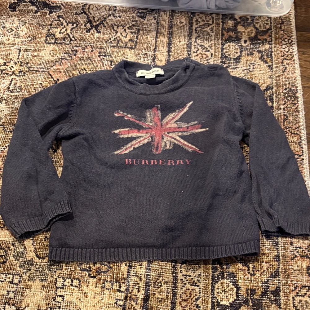 Burberry Navy Sweater with Faded Union Jack Logo
